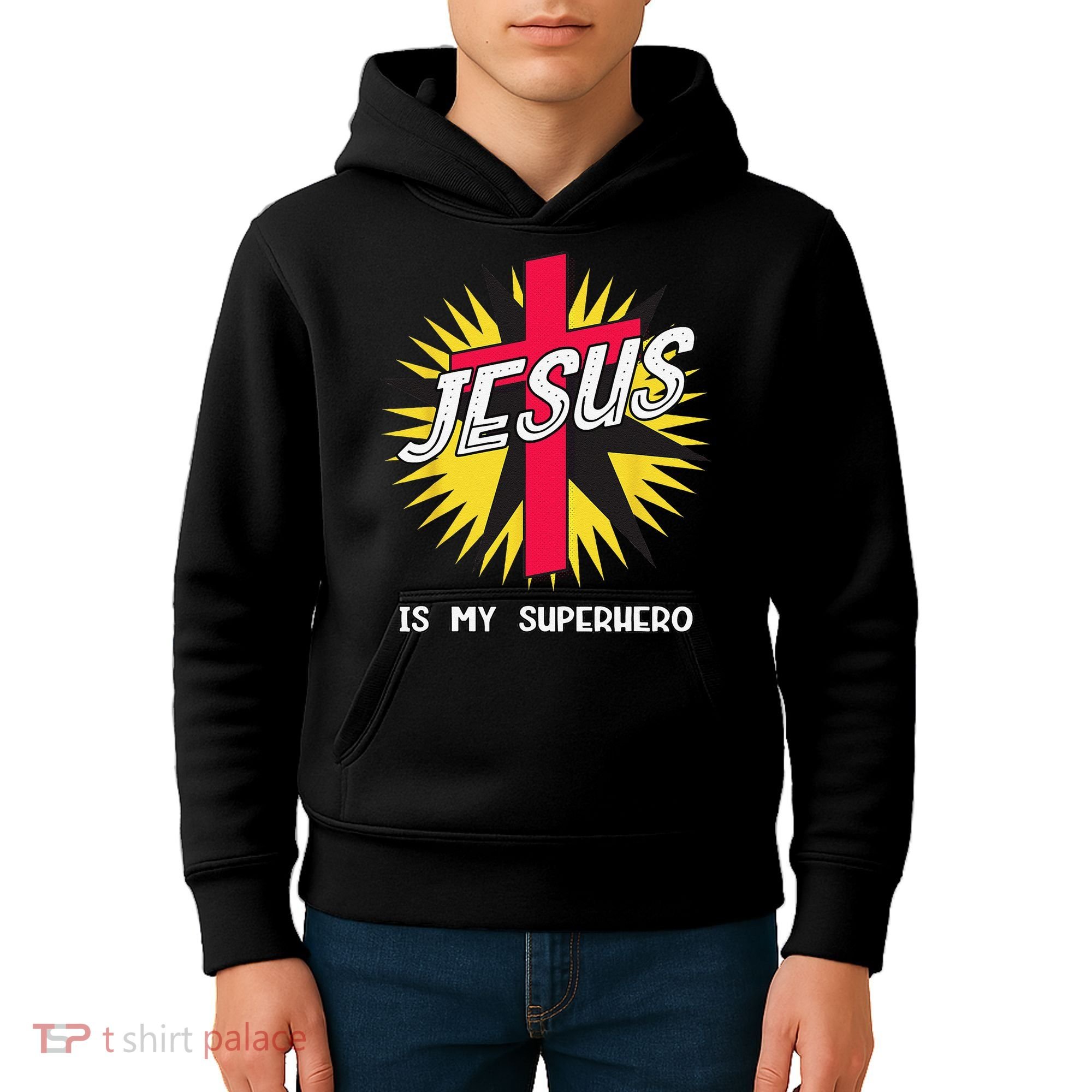 Jesus Is My Superhero Gift Kids Hoodie