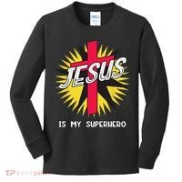 Jesus Is My Superhero Gift Kids Long Sleeve Shirt thumb 0