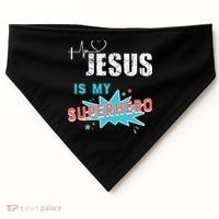 Jesus Is My Superhero Sweet Powerful Christian USA-Made Doggie Bandana thumb 0