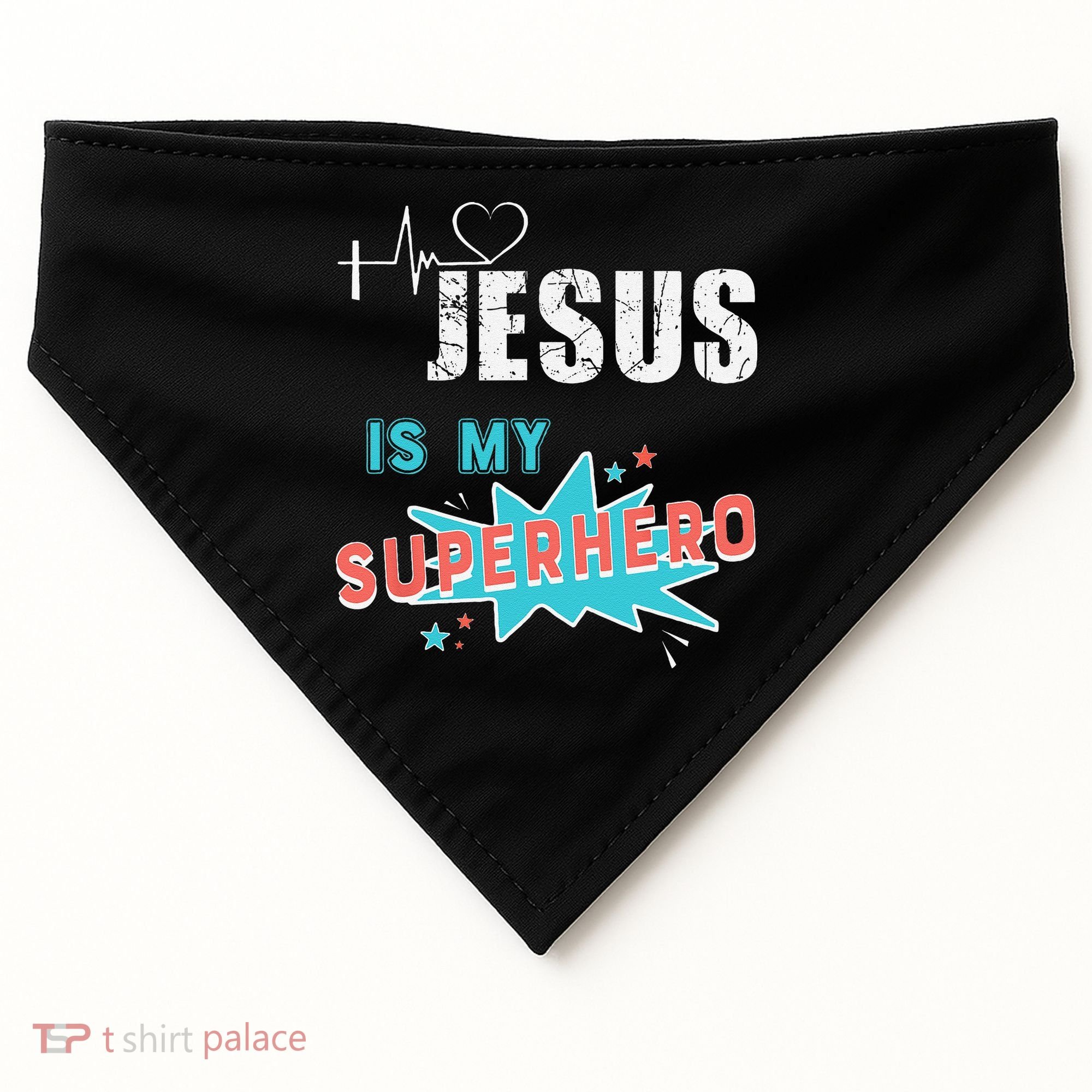 Jesus Is My Superhero Sweet Powerful Christian USA-Made Doggie Bandana