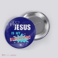 Jesus Is My Superhero Sweet Powerful Christian Button thumb 0