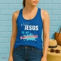 Jesus Is My Superhero Sweet Powerful Christian Women's Tank Top thumb 2