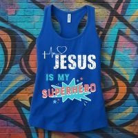 Jesus Is My Superhero Sweet Powerful Christian Women's Tank Top thumb 3