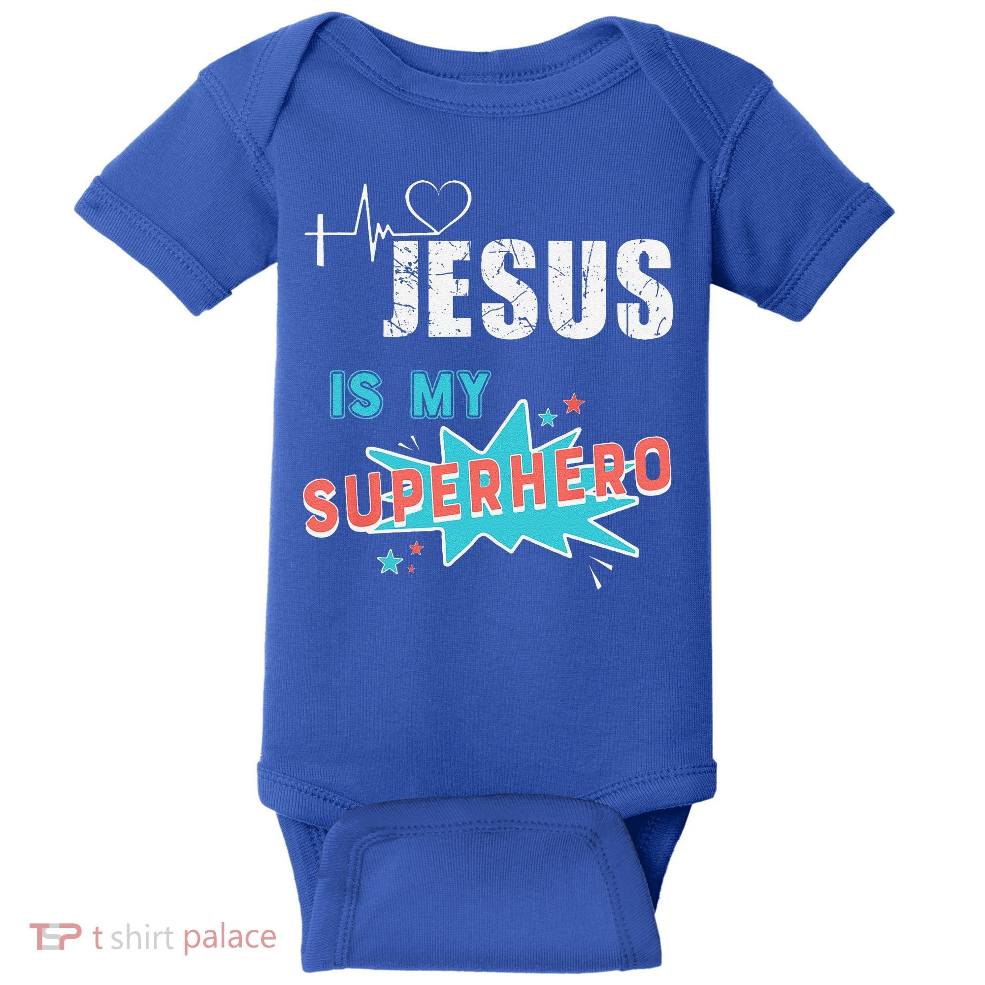 Jesus Is My Superhero Sweet Powerful Christian Baby Bodysuit