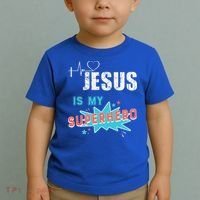 Jesus Is My Superhero Sweet Powerful Christian Toddler T-Shirt thumb 2