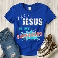 Jesus Is My Superhero Sweet Powerful Christian Women's T-Shirt thumb 3