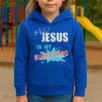 Jesus Is My Superhero Sweet Powerful Christian Kids Hoodie thumb 3