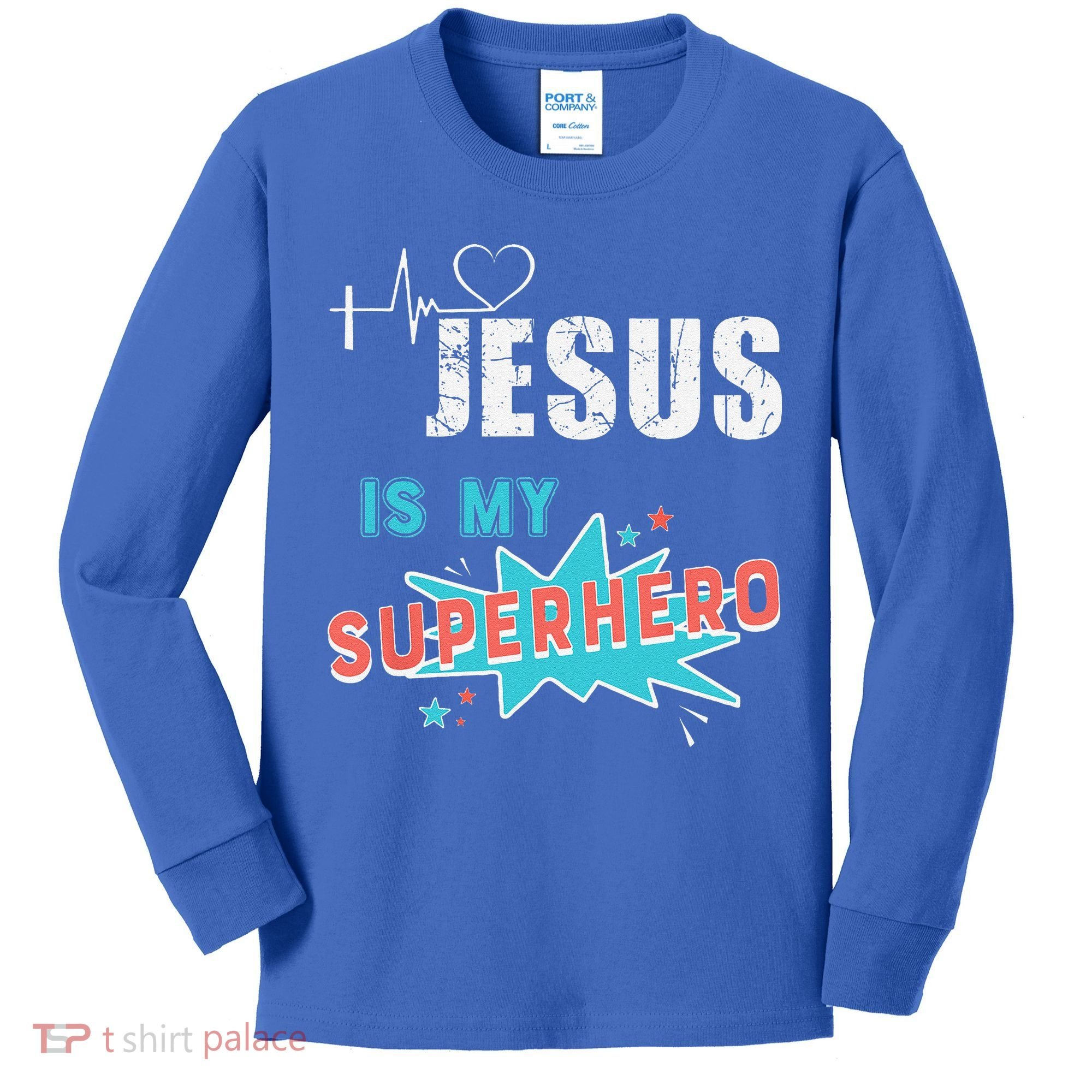 Jesus Is My Superhero Sweet Powerful Christian Kids Long Sleeve Shirt
