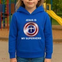Jesus Is My Superhero T Kids Hoodie thumb 3