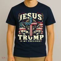 Jesus Is My Savior Donald Trump Is My President Usa Christian Flag T-Shirt thumb 3