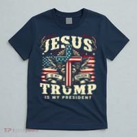 Jesus Is My Savior Donald Trump Is My President Usa Christian Flag T-Shirt thumb 5