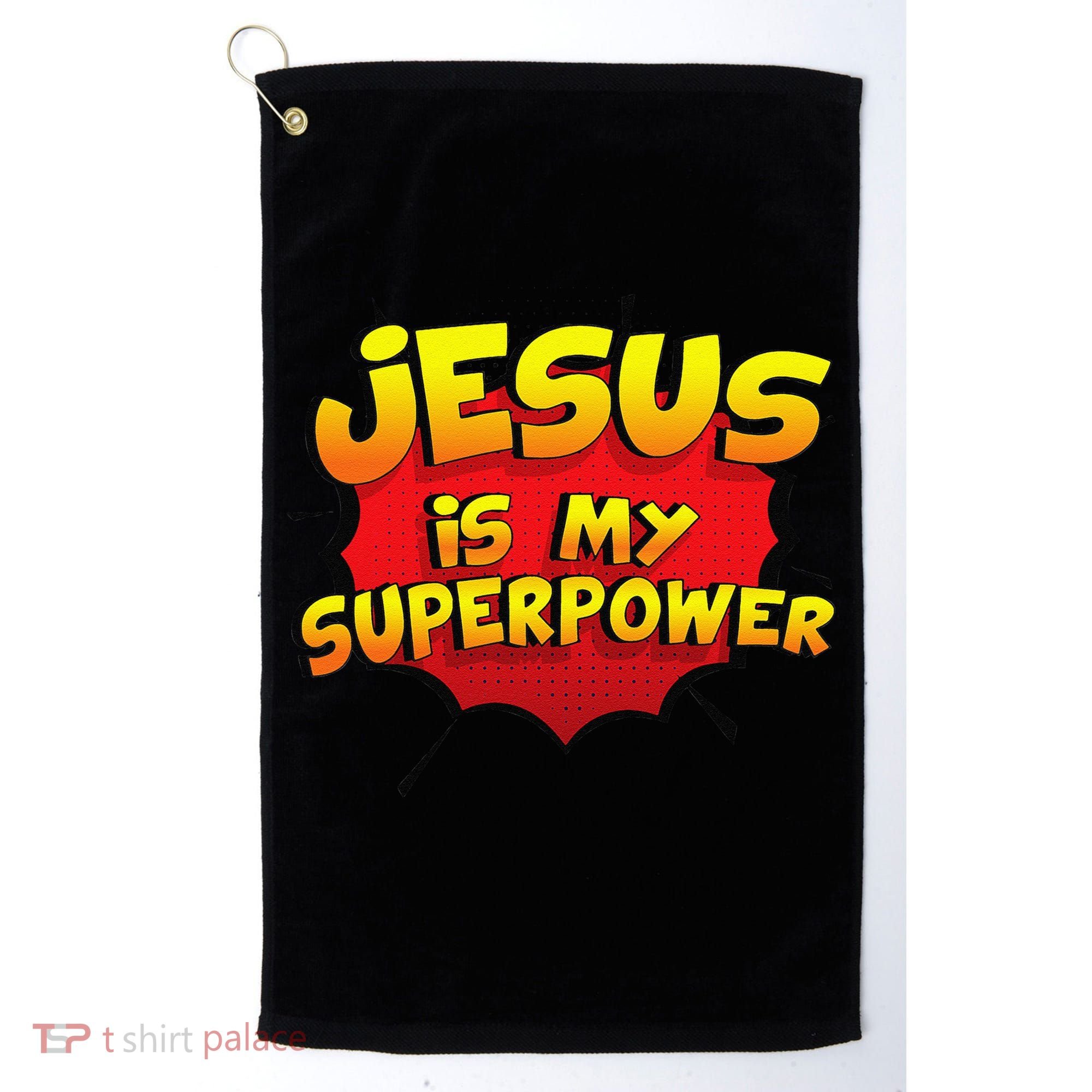 Jesus Is My Superpower Christian Gift Golf Towel