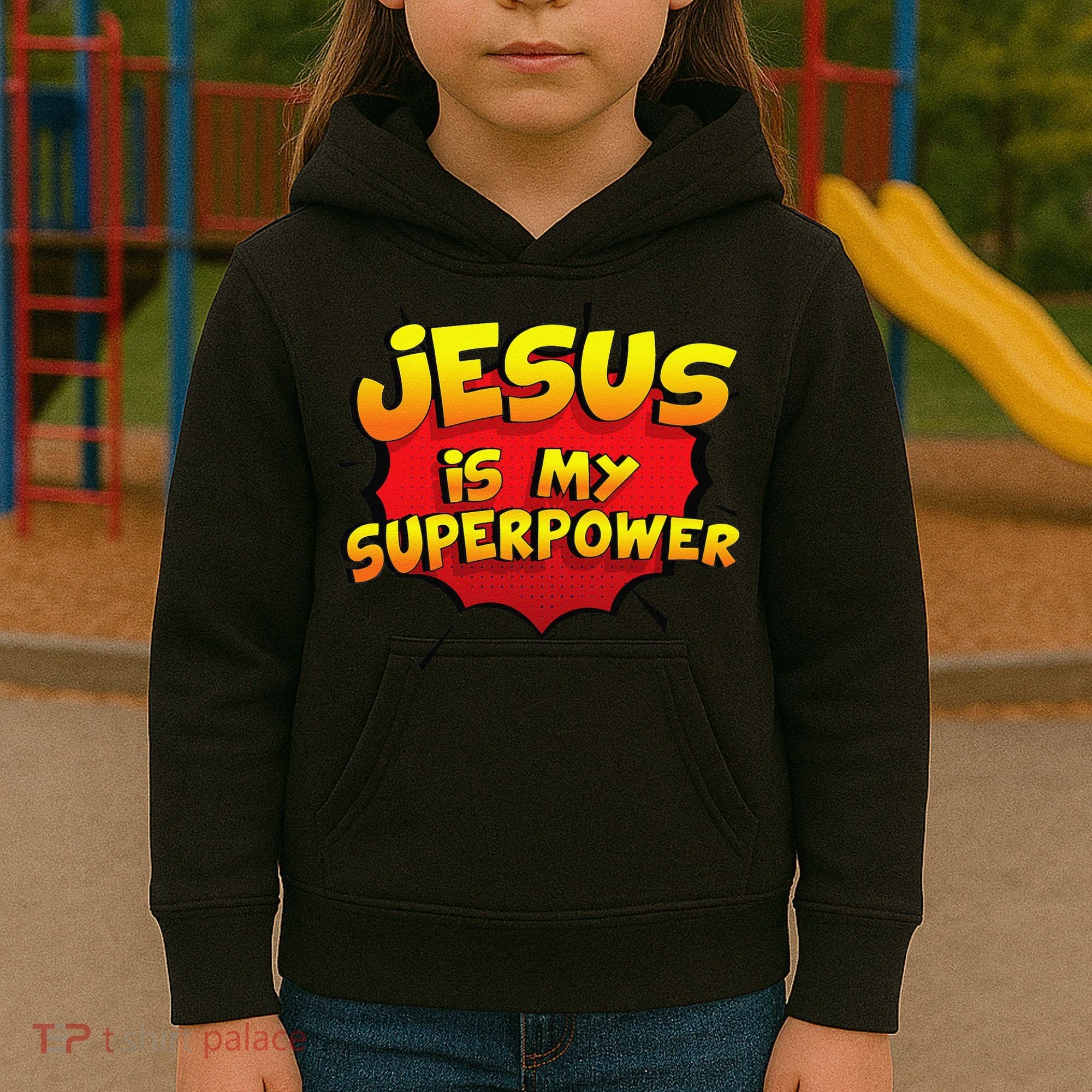 Jesus Is My Superpower Christian Gift Kids Hoodie