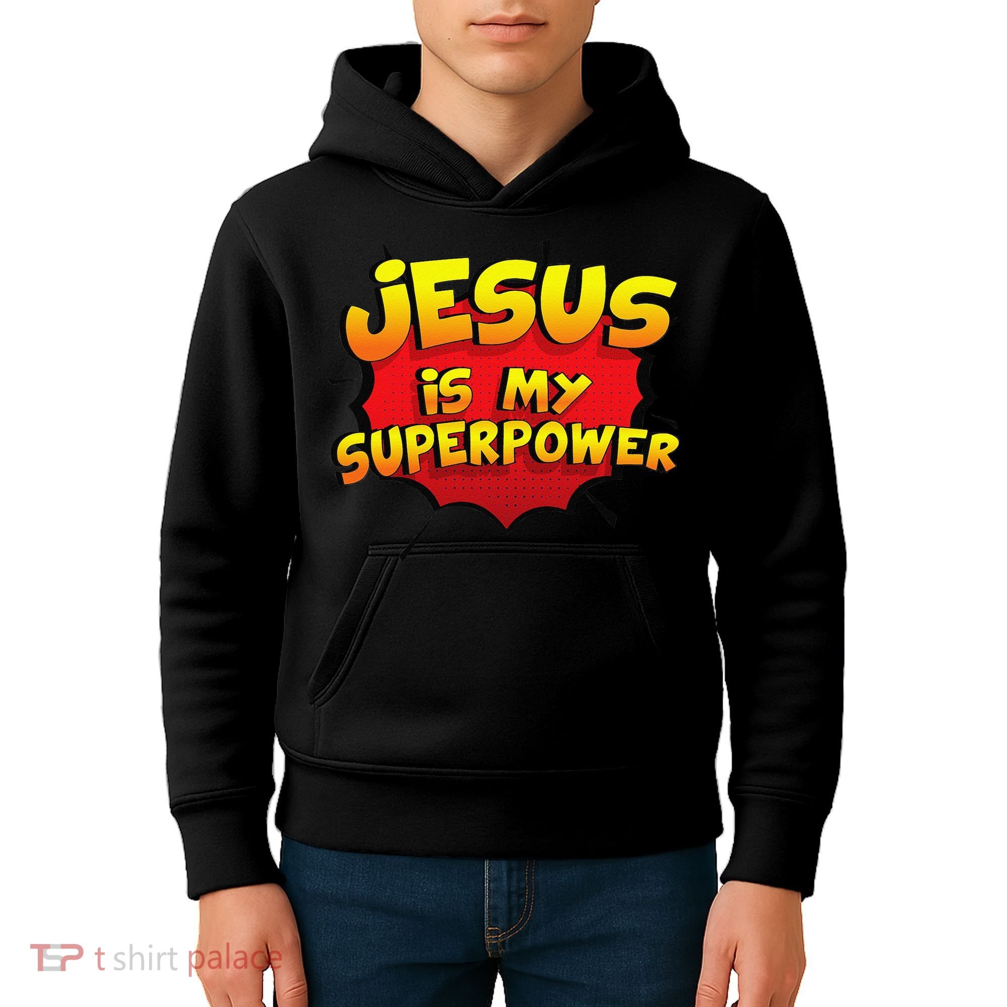 Jesus Is My Superpower Christian Gift Kids Hoodie