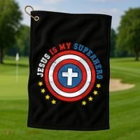 Jesus Is My Superhero Luke 1910 He Came To Save The Lost Golf Towel thumb 1
