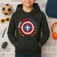 Jesus Is My Superhero Luke 1910 He Came To Save The Lost Kids Hoodie thumb 2