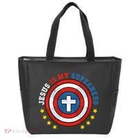 Jesus Is My Superhero Luke 1910 He Came To Save The Lost Tote Bag thumb 0