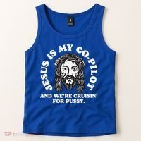 Jesus Is My Copilot And Were Cruising Funny Humor Joke Meme Tank Top thumb 2