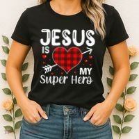 Jesus Is My Superhero Cute Powerful Christian Women's T-Shirt thumb 2