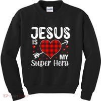 Jesus Is My Superhero Cute Powerful Christian Kids Sweatshirt thumb 0