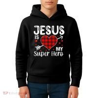 Jesus Is My Superhero Cute Powerful Christian Kids Hoodie thumb 4
