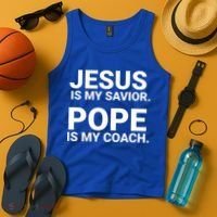 Jesus Is My Savior Pope Is My Coach Tank Top thumb 4