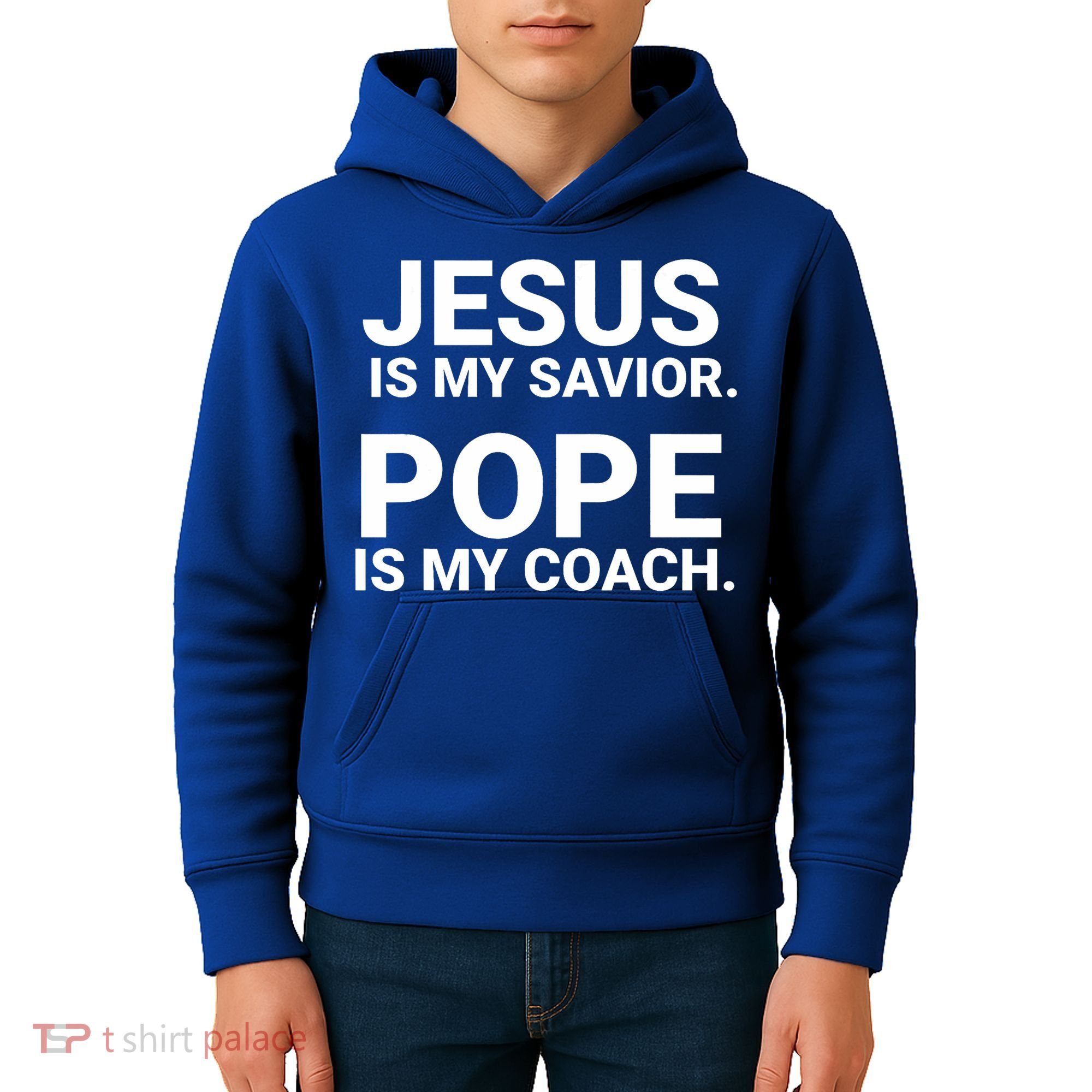 Jesus Is My Savior Pope Is My Coach Kids Hoodie