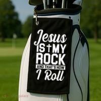 Jesus Is My Rock And That's How I Roll Golf Towel thumb 2