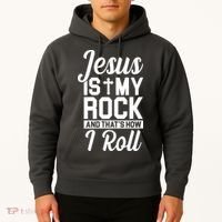 Jesus Is My Rock And That's How I Roll Hoodie thumb 2