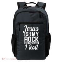 Jesus Is My Rock And That's How I Roll Backpack thumb 0