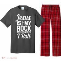 Jesus Is My Rock And That's How I Roll Pajama Set thumb 0
