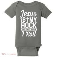 Jesus Is My Rock And That's How I Roll Baby Bodysuit thumb 0