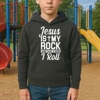 Jesus Is My Rock And That's How I Roll Kids Hoodie thumb 2