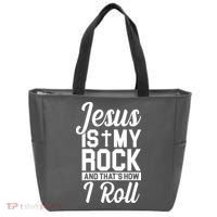 Jesus Is My Rock And That's How I Roll Tote Bag thumb 0