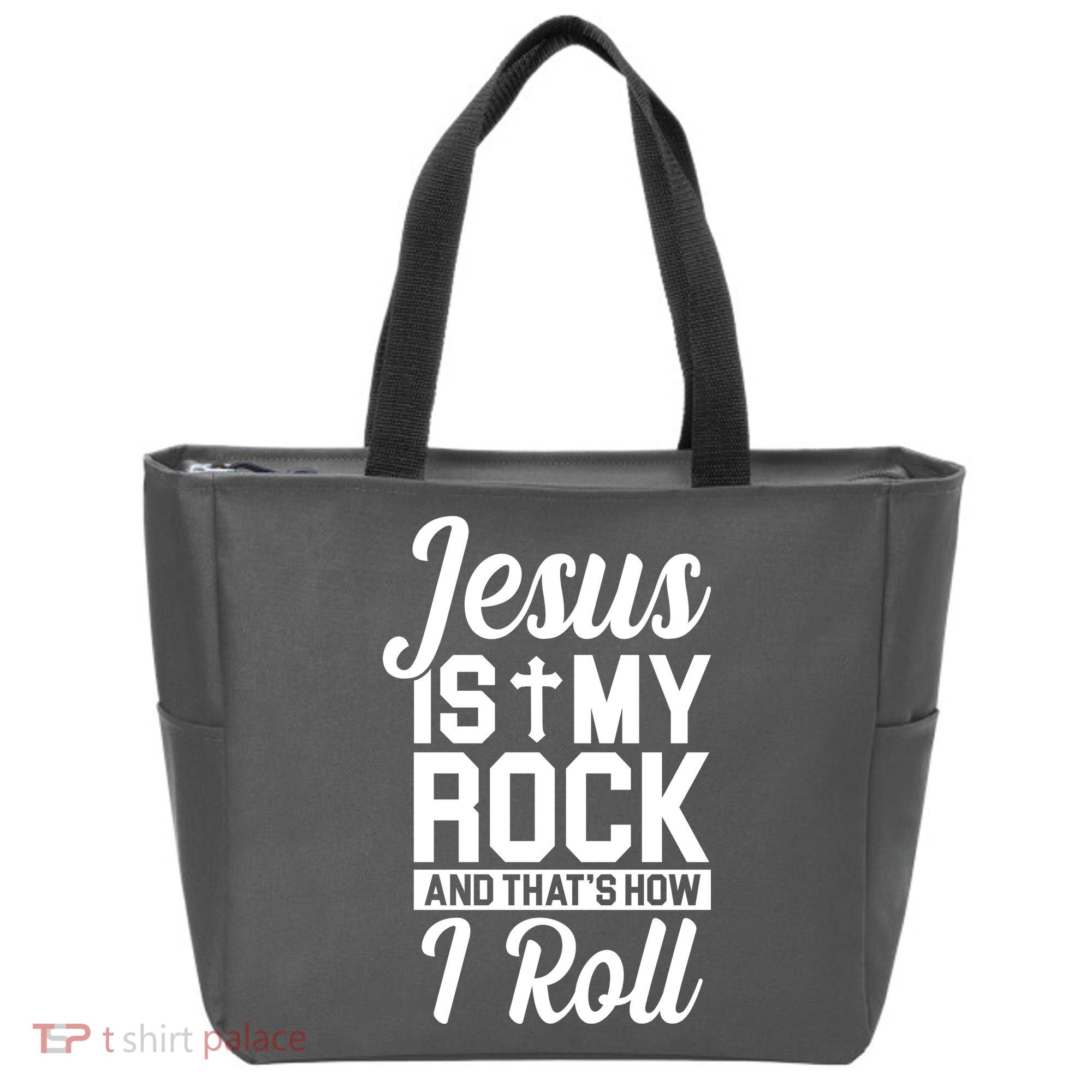Jesus Is My Rock And That's How I Roll Tote Bag