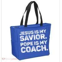 Jesus Is My Savior Pope Is My Coach Religious Quote Tote Bag thumb 2