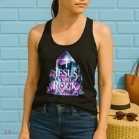Jesus Is My Rock Religious Christian Biblical Women's Tank Top thumb 2
