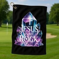 Jesus Is My Rock Religious Christian Biblical Golf Towel thumb 1