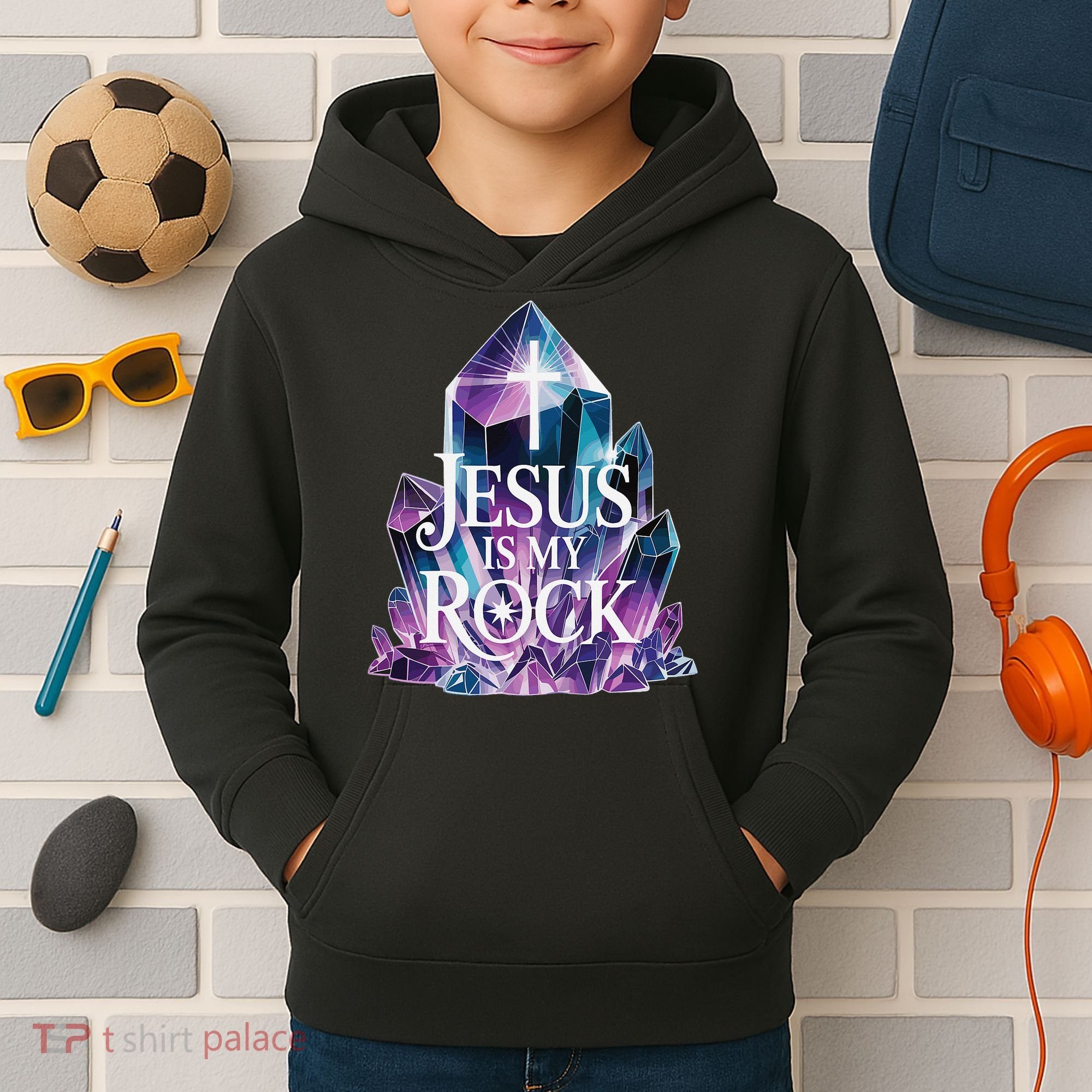 Jesus Is My Rock Religious Christian Biblical Kids Hoodie