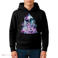 Jesus Is My Rock Religious Christian Biblical Kids Hoodie thumb 4