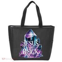 Jesus Is My Rock Religious Christian Biblical Tote Bag thumb 0