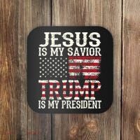 Jesus Is My Savior Trump Is My President 2024 Christian Coaster thumb 0