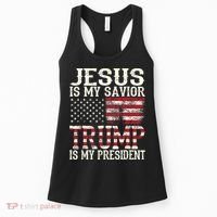 Jesus Is My Savior Trump Is My President 2024 Christian Women's Tank Top thumb 0