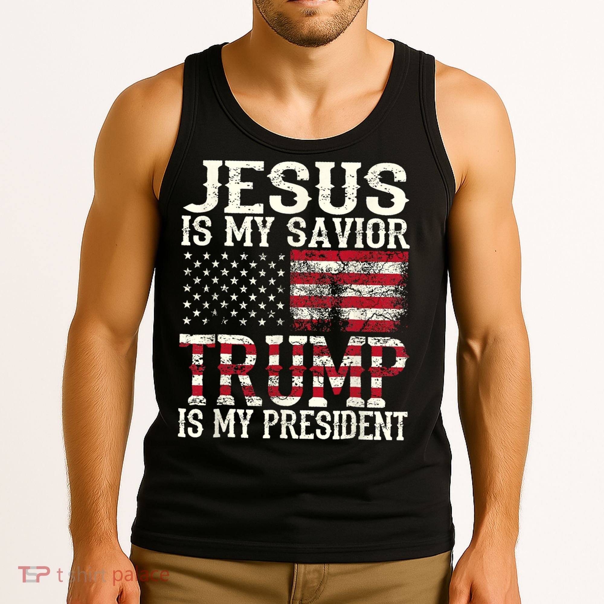 Jesus Is My Savior Trump Is My President 2024 Christian Tank Top
