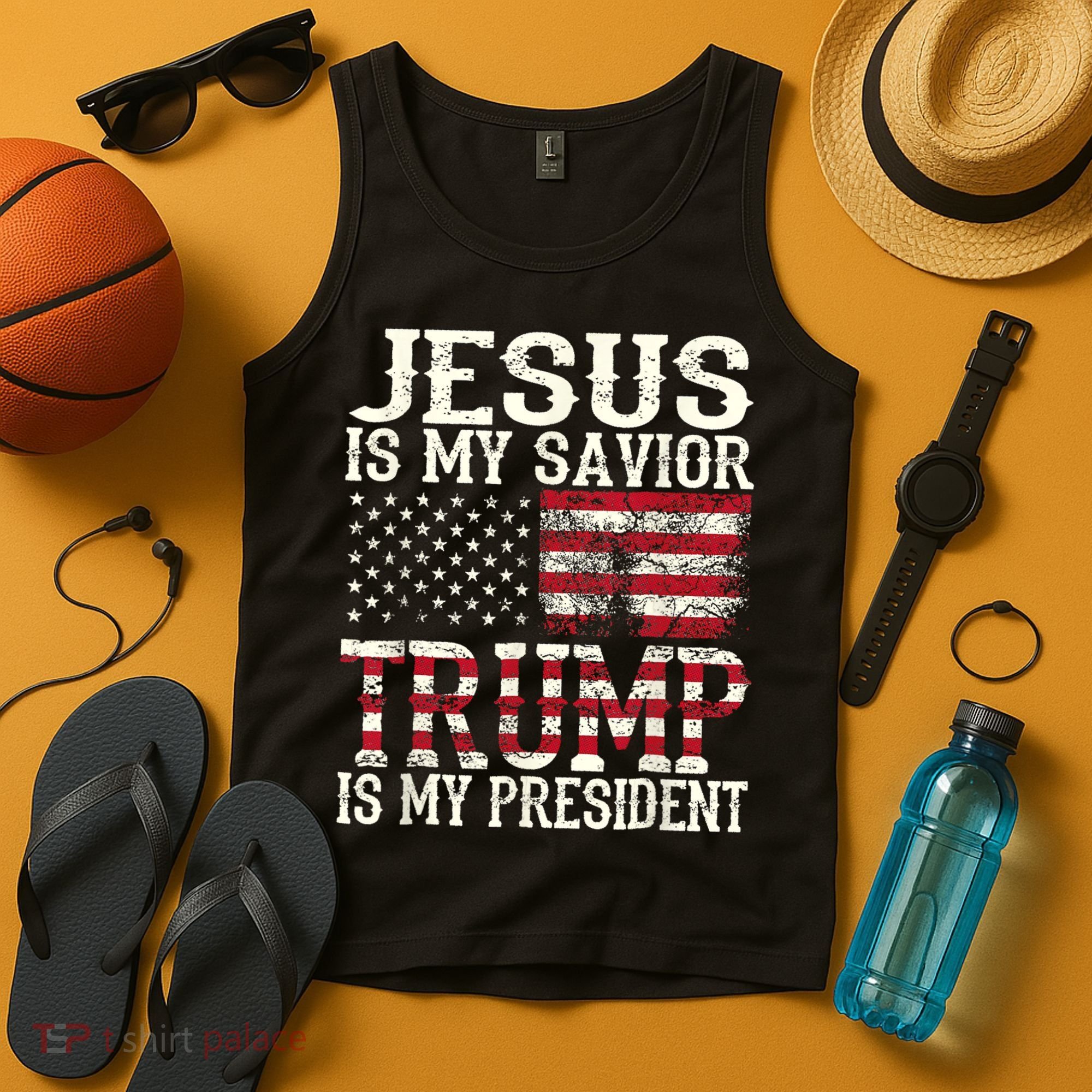 Jesus Is My Savior Trump Is My President 2024 Christian Tank Top