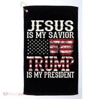 Jesus Is My Savior Trump Is My President 2024 Christian Golf Towel thumb 0