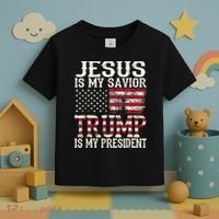 Jesus Is My Savior Trump Is My President 2024 Christian Toddler T-Shirt thumb 3