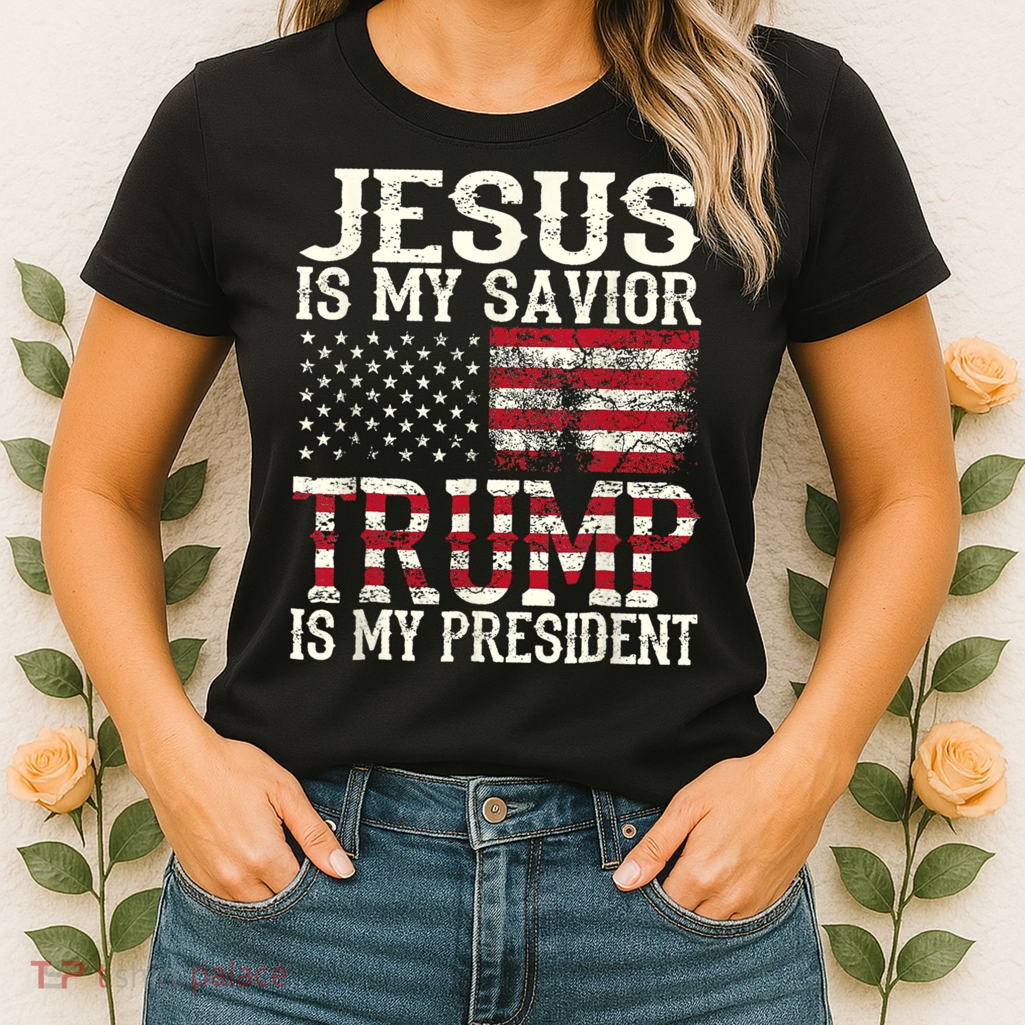 Jesus Is My Savior Trump Is My President 2024 Christian Women's T-Shirt