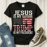 Jesus Is My Savior Trump Is My President 2024 Christian Women's T-Shirt thumb 3