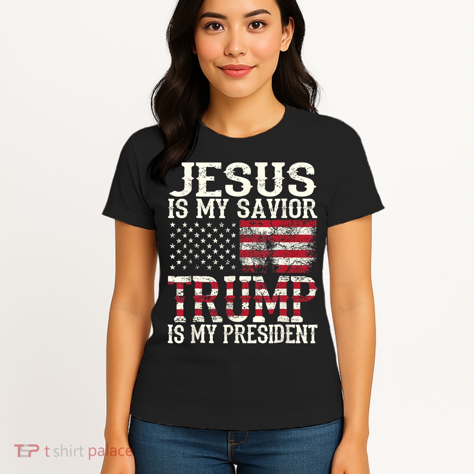Jesus Is My Savior Trump Is My President 2024 Christian Women's T-Shirt